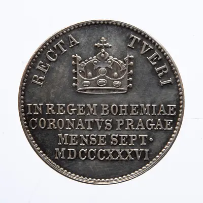 Medalie (jeton) dedicată încoronării lui Ferdinand al V-lea ca rege al Boemiei — تصویر رکورد یوروپیانا