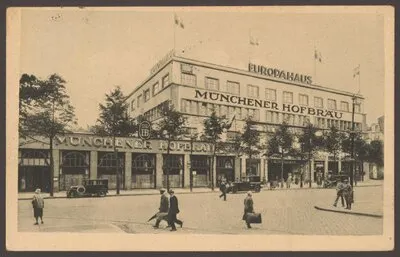 Ansichtskarte "Münchener Hofbräu-Ausschank" im Europahaus, Stresemannstraße [2/2] — تصویر رکورد یوروپیانا