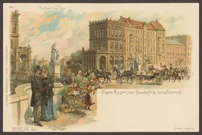 Ansichtskarte "Unsere Kaiserin vom Paradefelde zurückkehrend", Hallesches Tor [1/2] — تصویر رکورد یوروپیانا