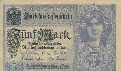 Zahlungsmittel / Darlehnskassenschein / Deutsche Reichsbank / Fünf Mark — تصویر رکورد یوروپیانا