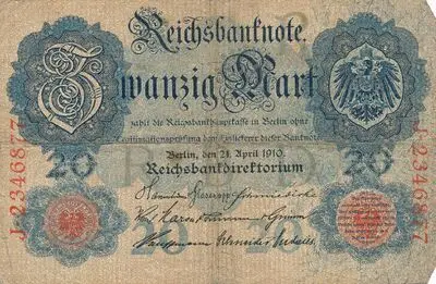 Zahlungsmittel / Reichsbanknote / Zwanzig Mark / 1910 — تصویر رکورد یوروپیانا