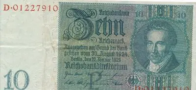 Zahlungsmittel / Reichsbanknote / Zehn Reichsmark — تصویر رکورد یوروپیانا