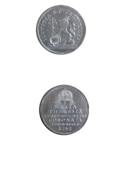 Medalie (jeton) dedicată încoronării Mariei Teresia ca regină a Ungariei — تصویر رکورد یوروپیانا