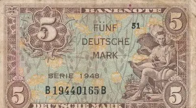 Zahlungsmittel / Bank Deutscher Länder / Fünf Deutsche Mark / Serie 1948 — تصویر رکورد یوروپیانا