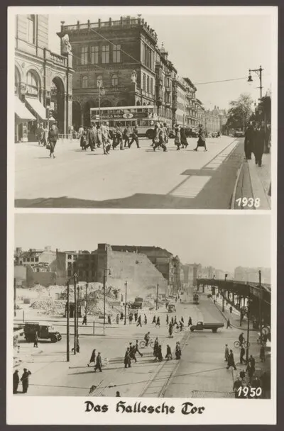 Ansichtskarte "Das Hallesche Tor", 1938 und 1950 — تصویر رکورد یوروپیانا