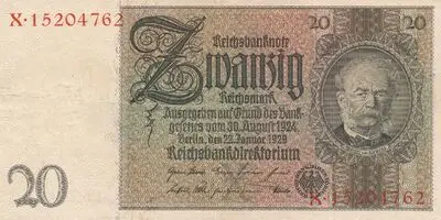 Zahlungsmittel / Reichsbanknote / Zwanzig Mark — تصویر رکورد یوروپیانا