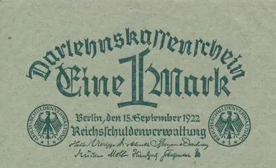 Zahlungsmittel / Darlehnskassenschein / Eine Mark — تصویر رکورد یوروپیانا