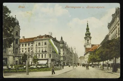 Graz. Herrengasse u. Bismarckplatz. — تصویر رکورد یوروپیانا