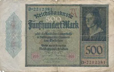 Zahlungsmittel / Reichsbanknote / Fünfhundert Mark — تصویر رکورد یوروپیانا