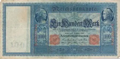 Reichsbanknote / Ein Hundert Mark
sog. Langer Hunderter / Flotten - Hunderter — تصویر رکورد یوروپیانا