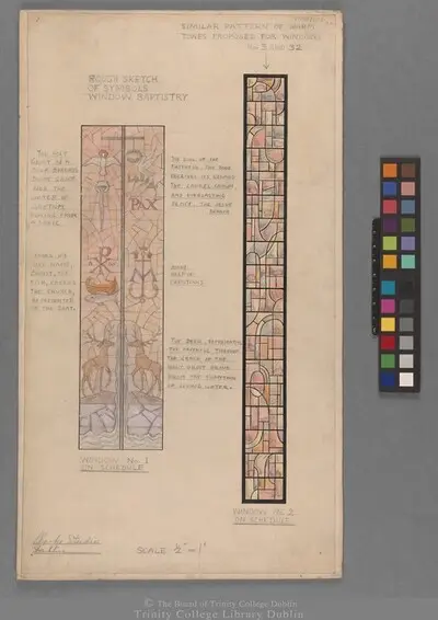 Rough sketch of symbols window baptistry and plain glaze window — تصویر رکورد یوروپیانا
