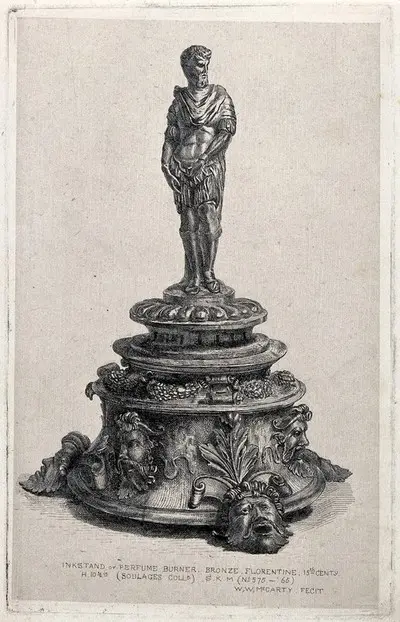 An inkstand or perfume burner. Etching by W.W. McCarty. — تصویر رکورد یوروپیانا