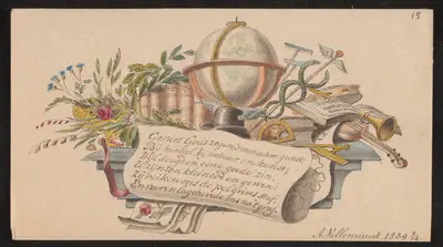 Albumbijdrage in het album amicorum van Jacob Heinrich Krelage door A. Vallenduuk — تصویر رکورد یوروپیانا