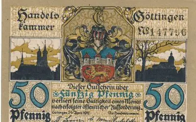 Zahlungsmittel / Gutschein der Handelskammer Göttingen
50 Pfennig — تصویر رکورد یوروپیانا