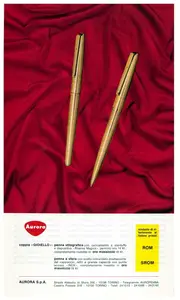 Catalogo Aurora: coppia gioiello, penna stilografica e penna a sfera in oro massiccio — تصویر رکورد یوروپیانا