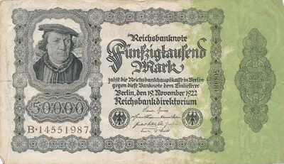 Zahlungsmittel / Reichsbanknote / Fünfzigtausend Mark — تصویر رکورد یوروپیانا