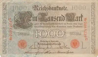 Zahlungsmittel / Reichsbanknote / Ein Tausend Mark — تصویر رکورد یوروپیانا