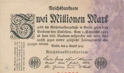 Zahlungsmittel / Reichsbanknote / Zwei Millionen Mark — تصویر رکورد یوروپیانا