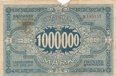 Zahlungsmittel / Gutschein der Landesbank der Provinz Hannover / Eine Million Mark — تصویر رکورد یوروپیانا