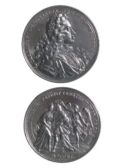 Medalie dedicată încoronării lui Carol VI ca împărat roman și victoriei de la Cardona — تصویر رکورد یوروپیانا
