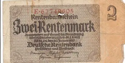Zahlungsmittel / Rentenbankschein / Zwei Rentenmark — تصویر رکورد یوروپیانا