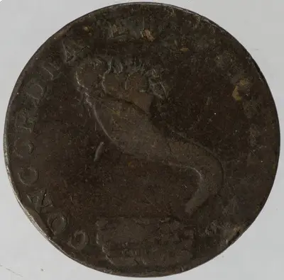 Tehnica: batere; Muchia: inscripționat - PAYABLE AT MACKINTOSH INGLIS and WILSON'S; Aversul: Legendă dispusă circular pe margine. În centru corn al abundenței (cornucopia). La bază, sub capătul cornul — تصویر رکورد یوروپیانا