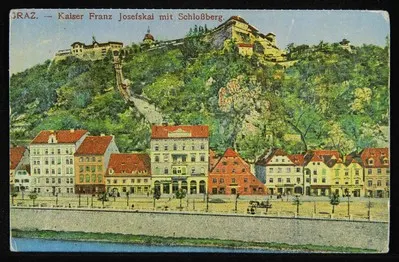Graz. - Kaiser Franz Josefskai mit Schloßberg. — تصویر رکورد یوروپیانا