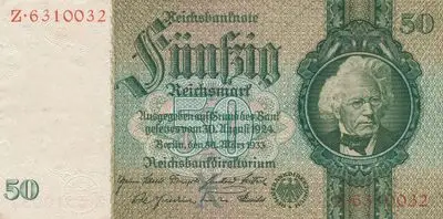 Zahlungsmittel / Reichsbanknote / 50 Reichsmark — تصویر رکورد یوروپیانا