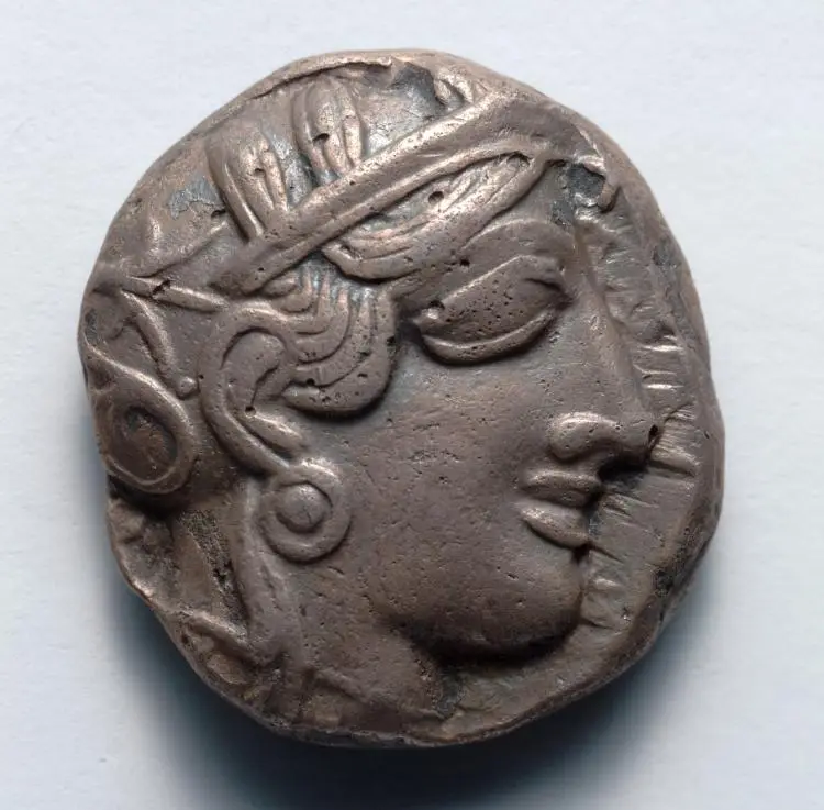 Tetradrachm: Head of Athena (obverse) — تصویر رکورد موزهٔ هنر کلیولند (دسترسی آزاد)