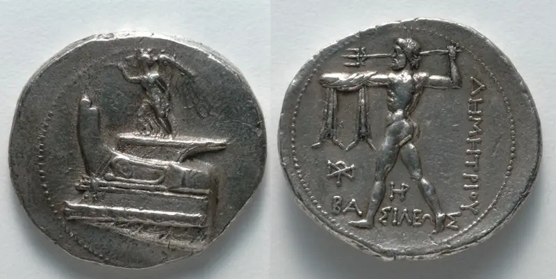 Tetradrachm: Nike on Ship's Prow (obverse); Poseidon (reverse) — تصویر رکورد موزهٔ هنر کلیولند (دسترسی آزاد)