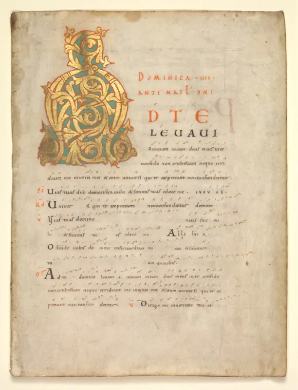 Single Leaf Excised from a Gradual and Sacramentary:  Initial A[d te lavavi] — تصویر رکورد موزهٔ هنر کلیولند (دسترسی آزاد)