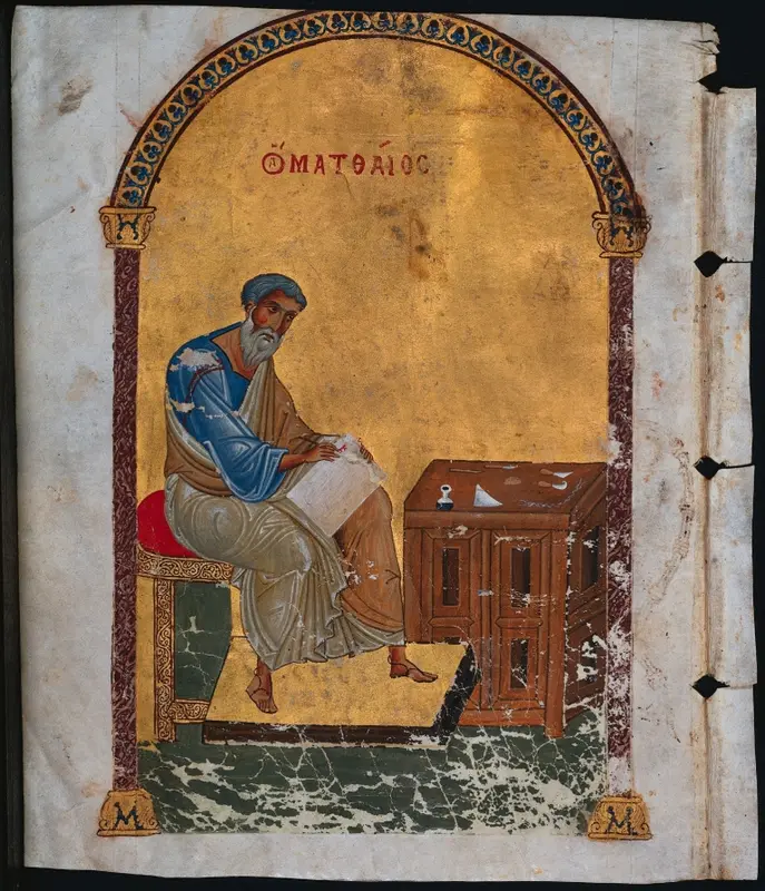 Leaf from a Lectionary with St. Matthew — تصویر رکورد موزهٔ هنر کلیولند (دسترسی آزاد)