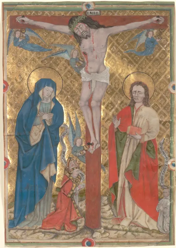 Single Leaf from a Missal: The Crucifixion — تصویر رکورد موزهٔ هنر کلیولند (دسترسی آزاد)