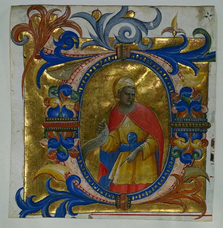Initial D[eus in loco] with a Prophet Excised from a Gradual — تصویر رکورد موزهٔ هنر کلیولند (دسترسی آزاد)