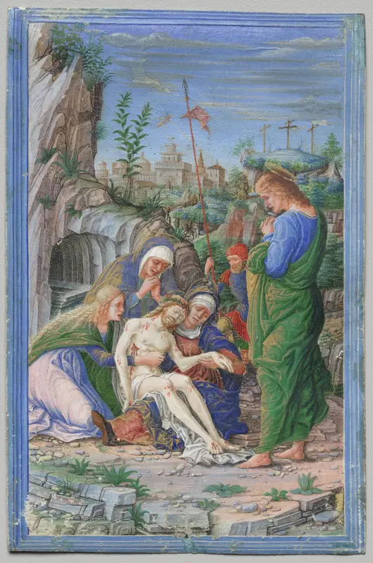 Single Leaf from a Book of Hours: Pieta — تصویر رکورد موزهٔ هنر کلیولند (دسترسی آزاد)