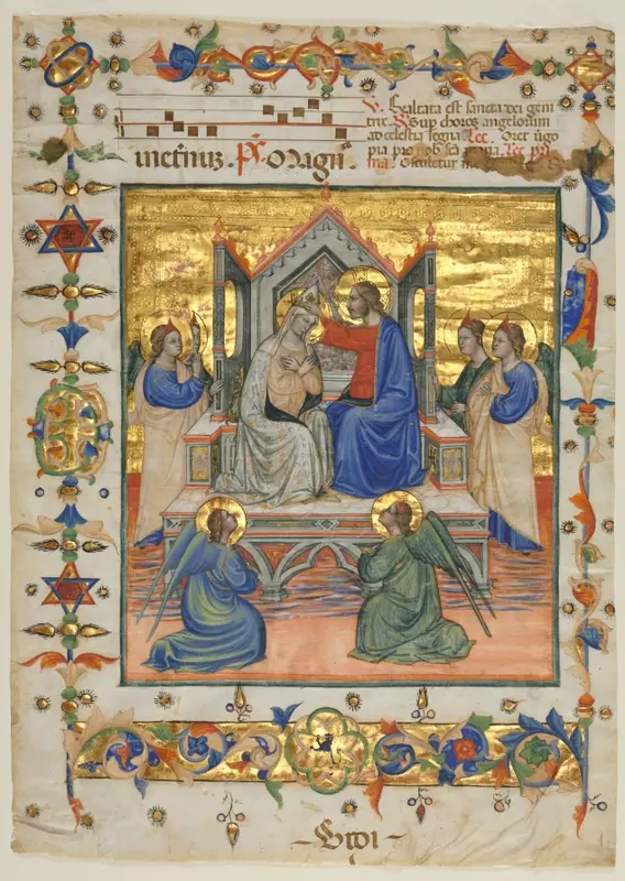 Leaf from an Antiphonary: Coronation of the Virgin — تصویر رکورد موزهٔ هنر کلیولند (دسترسی آزاد)
