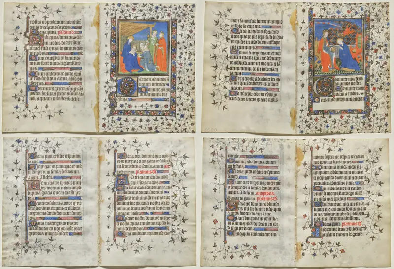 Pair of Bifolio from a Book of Hours: Adoration of the Magi and Coronation of the Virgin — تصویر رکورد موزهٔ هنر کلیولند (دسترسی آزاد)