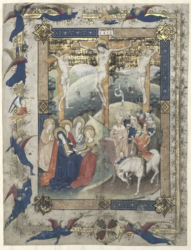 Leaf from a Missal: The Crucifixion (Frontispiece for the Canon of the Mass) — تصویر رکورد موزهٔ هنر کلیولند (دسترسی آزاد)