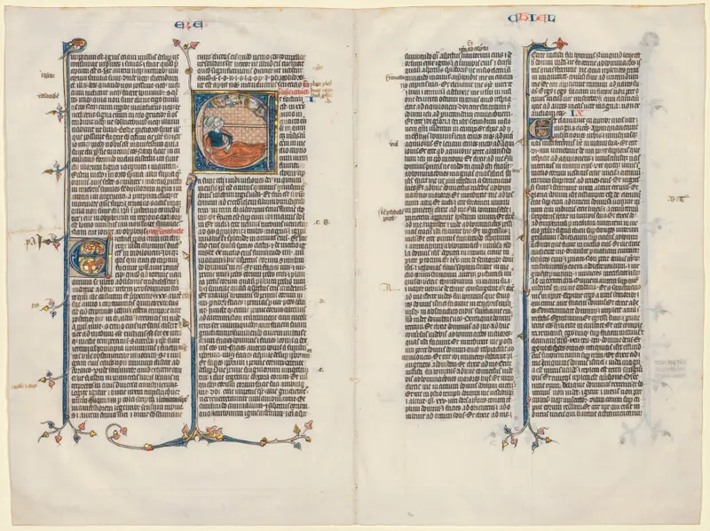 Bifolium from a Bible: Initial E[t factum est] with Ezekiel — تصویر رکورد موزهٔ هنر کلیولند (دسترسی آزاد)