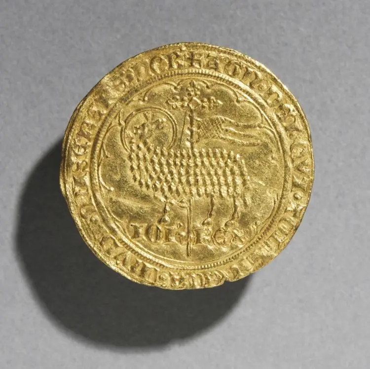Mouton d'Or of King Jean le Bon of France, 1350-1364 (obverse) — تصویر رکورد موزهٔ هنر کلیولند (دسترسی آزاد)