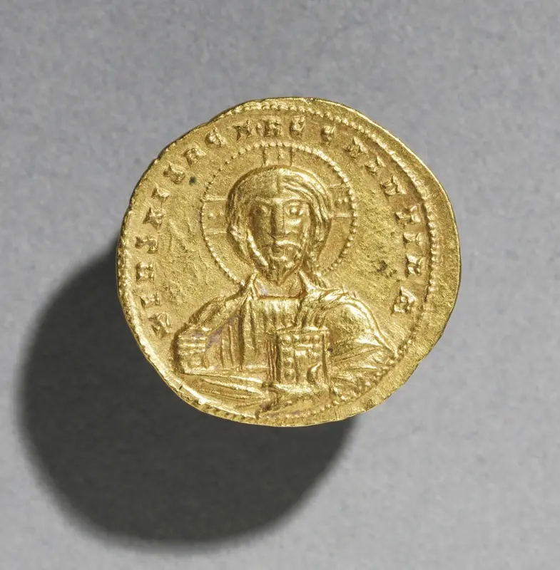 Nomisma with Nicephorus II Phocas (obverse) — تصویر رکورد موزهٔ هنر کلیولند (دسترسی آزاد)
