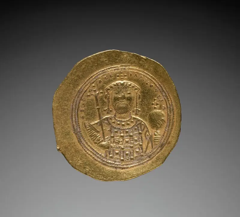 Nomisma with Constantine IX Monomachus (reverse) — تصویر رکورد موزهٔ هنر کلیولند (دسترسی آزاد)