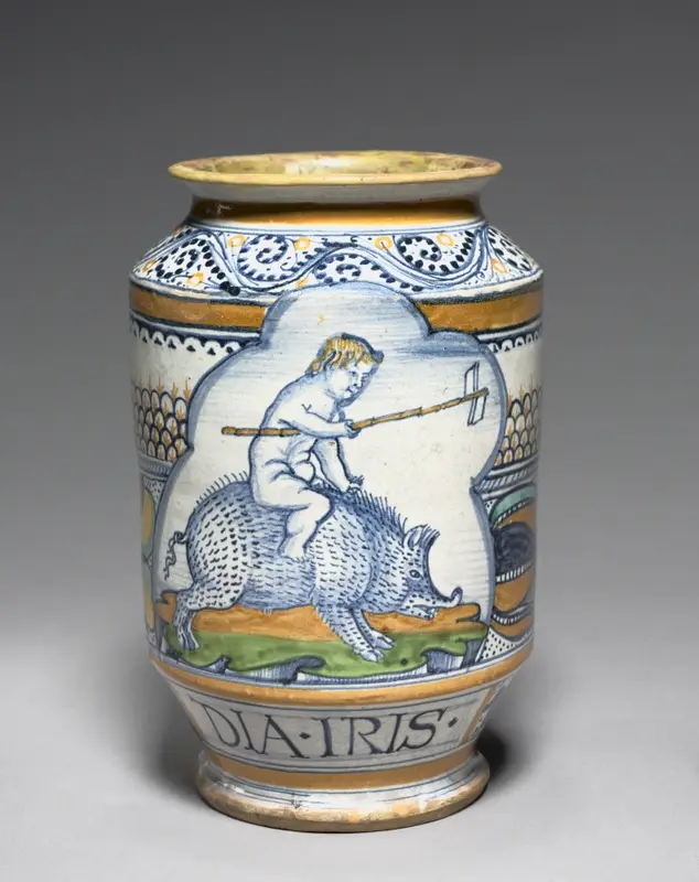 Pharmacy Jar (Albarello) — تصویر رکورد موزهٔ هنر کلیولند (دسترسی آزاد)