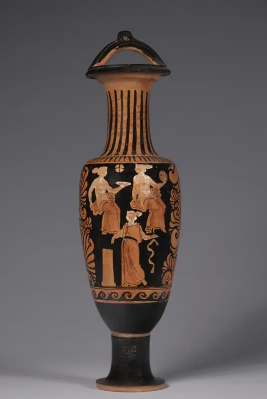 Red-Figure Bail Amphora (Storage Vessel): Draped Women — تصویر رکورد موزهٔ هنر کلیولند (دسترسی آزاد)