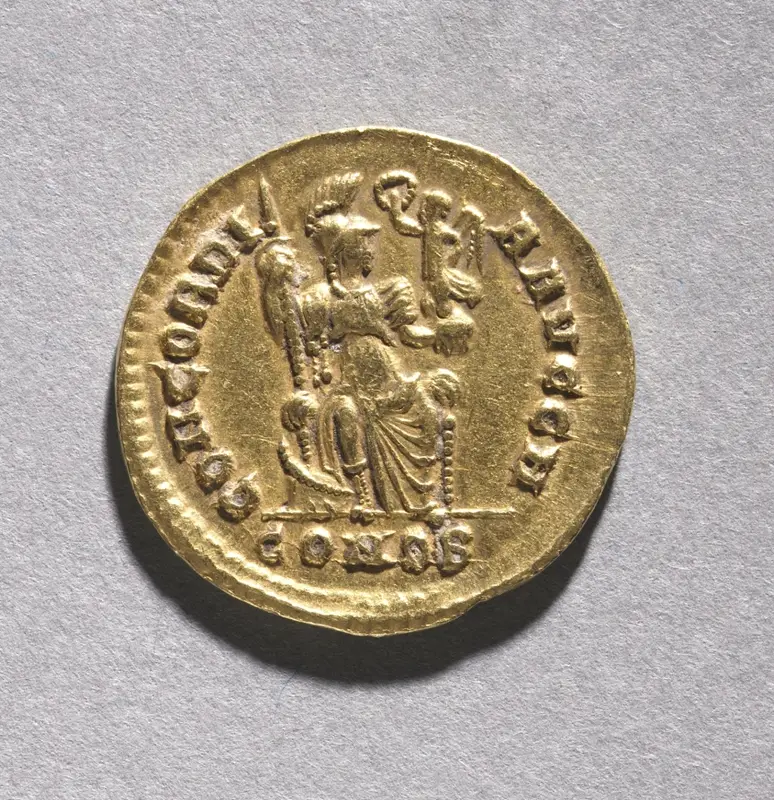 Tremissis of Honorius (reverse) — تصویر رکورد موزهٔ هنر کلیولند (دسترسی آزاد)