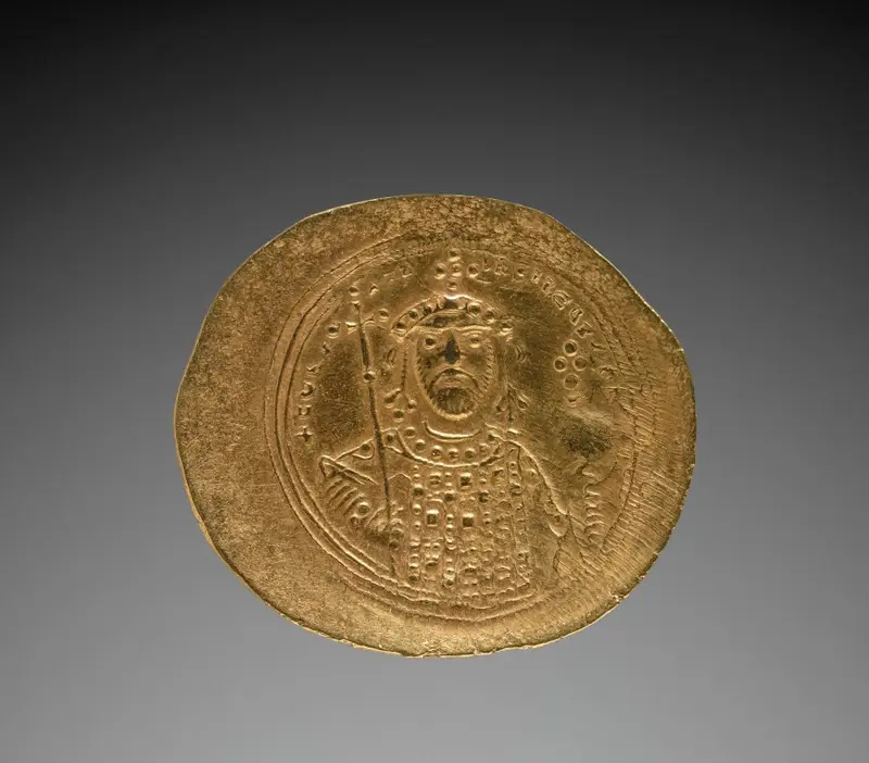 Nomisma with Constantine IX Monomachus (reverse) — تصویر رکورد موزهٔ هنر کلیولند (دسترسی آزاد)