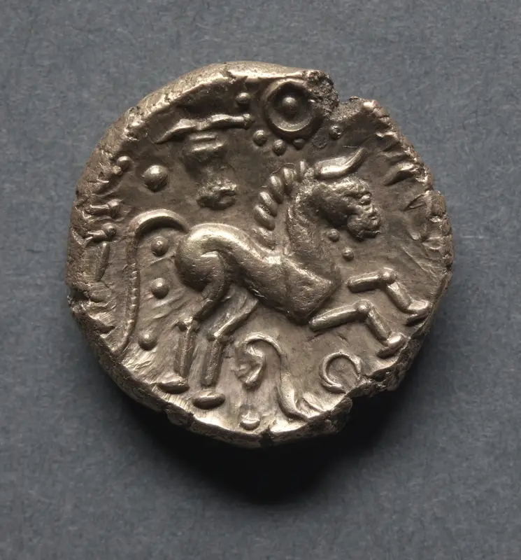 Tasciovanus Stater: Horse and Bucranium (Head of Ox) (reverse) — تصویر رکورد موزهٔ هنر کلیولند (دسترسی آزاد)