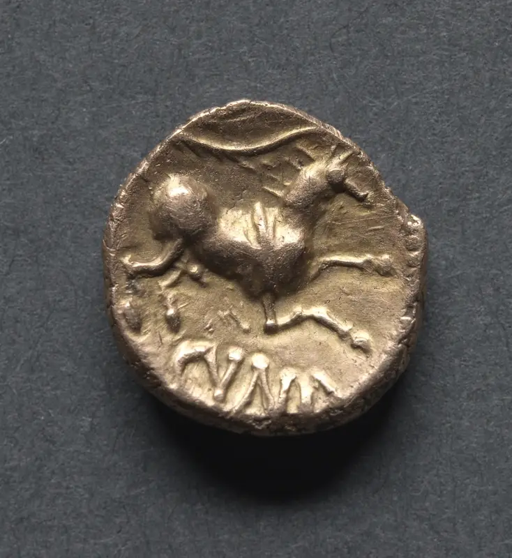 Cunobeline Quarter Stater: Horse and Branch (reverse) — تصویر رکورد موزهٔ هنر کلیولند (دسترسی آزاد)