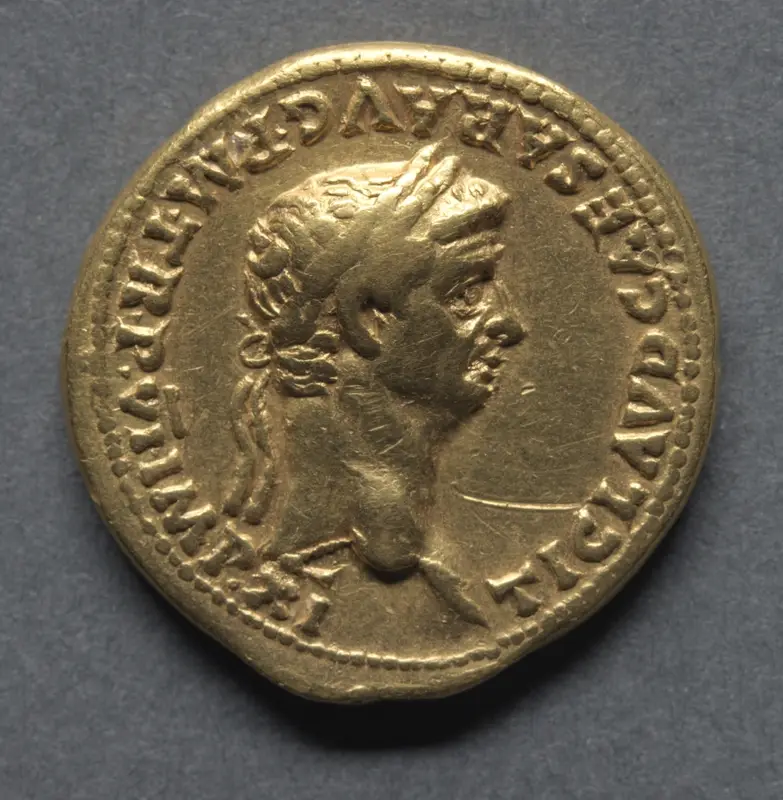 Aureus: Bust of Claudius I (obverse) — تصویر رکورد موزهٔ هنر کلیولند (دسترسی آزاد)