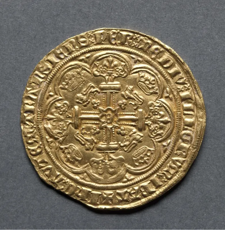 Noble: Ornamental Cross with Lis Terminals (reverse) — تصویر رکورد موزهٔ هنر کلیولند (دسترسی آزاد)